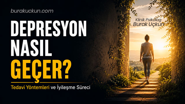 Depresyon nasıl geçer sorusunu anlatan, tedavi yöntemleri ve iyileşme sürecini simgeleyen görsel